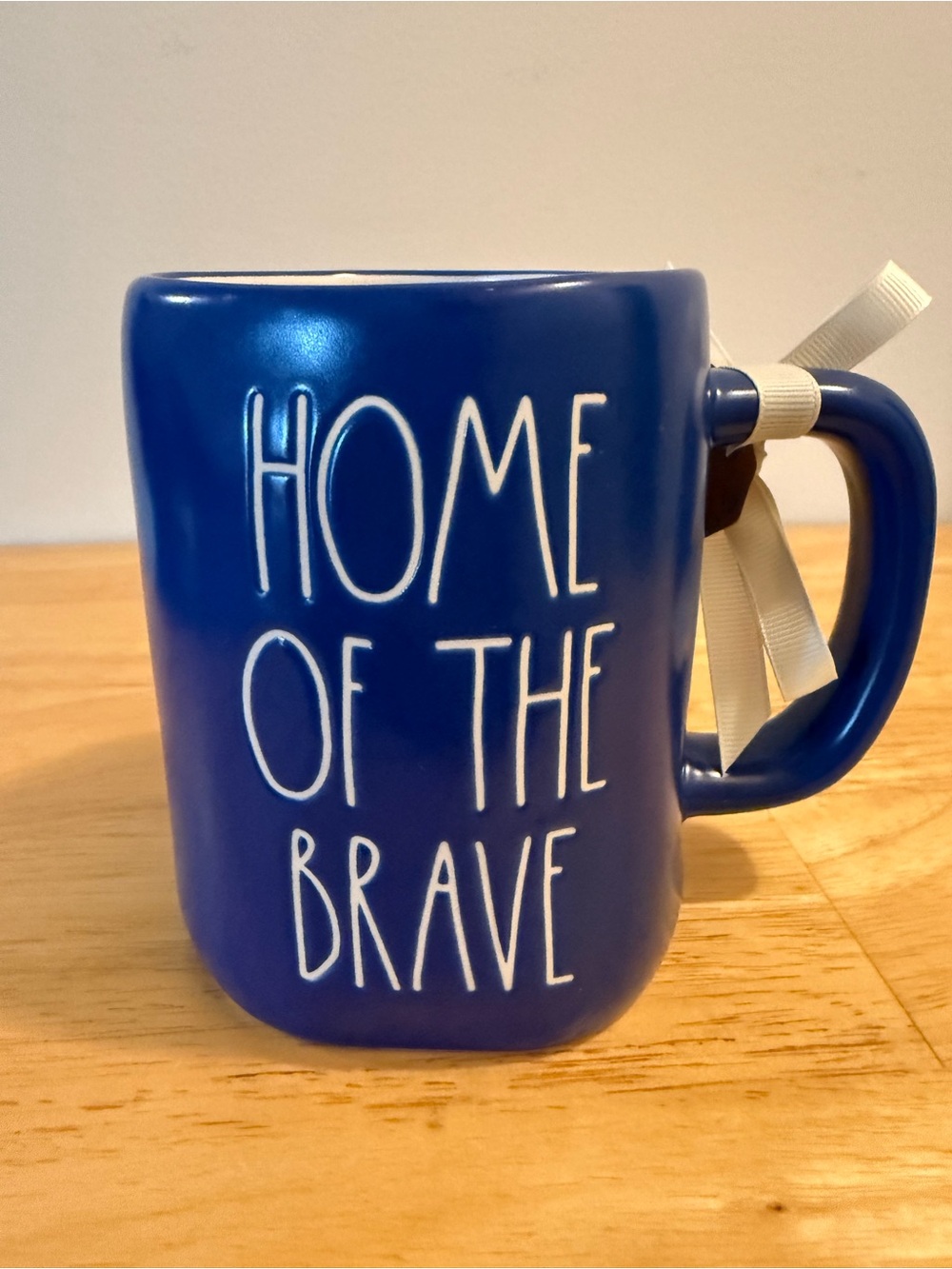 Rae Dunn Blue 'Home of the Brave' Ceramic Mug